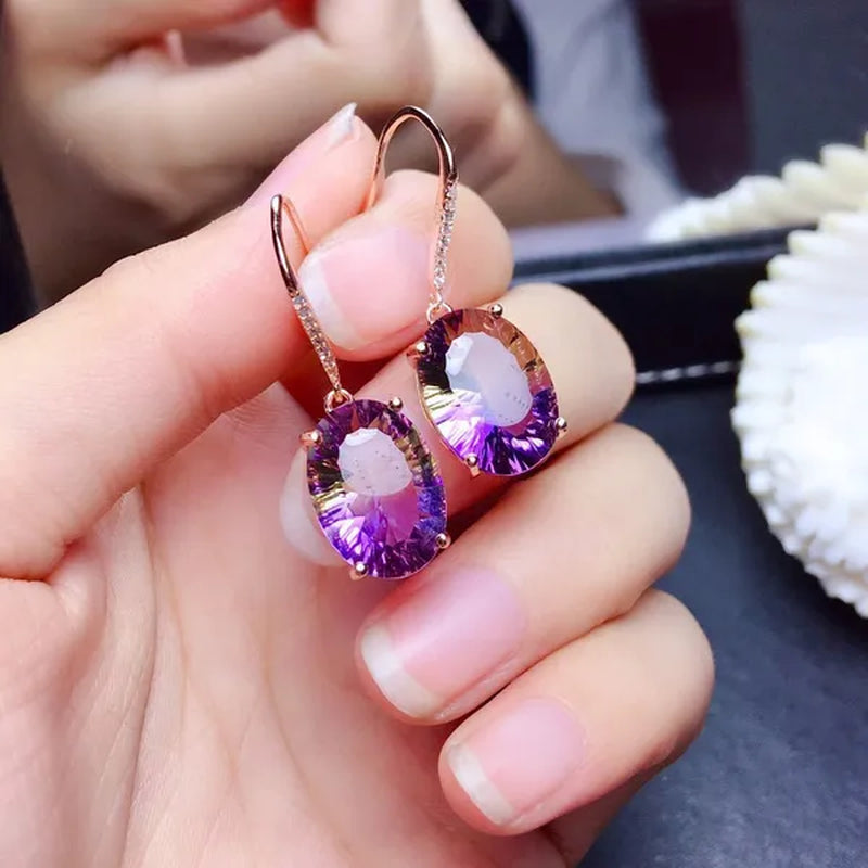 2022 Fashion Trend New  Earrings Colorful Gemstone Amethyst Plating 18k Earrings For Women Charm Jewelry Christmas Party Gift