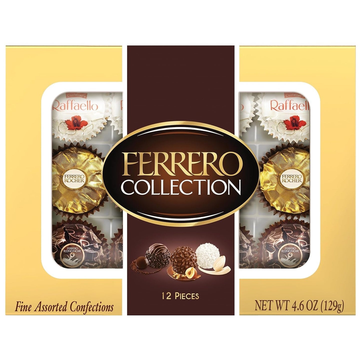 , 12 Count, Premium Gourmet Assorted Hazelnut Milk Chocolate, Dark Chocolate and Coconut Chocolates, Chocolate Gift Box, 4.6 Oz