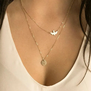 SOAR Bird Necklace / Layering Necklace / Peace Dove Necklace / Delicate Gold Necklace / Dove Necklace / Bird Necklace Layered