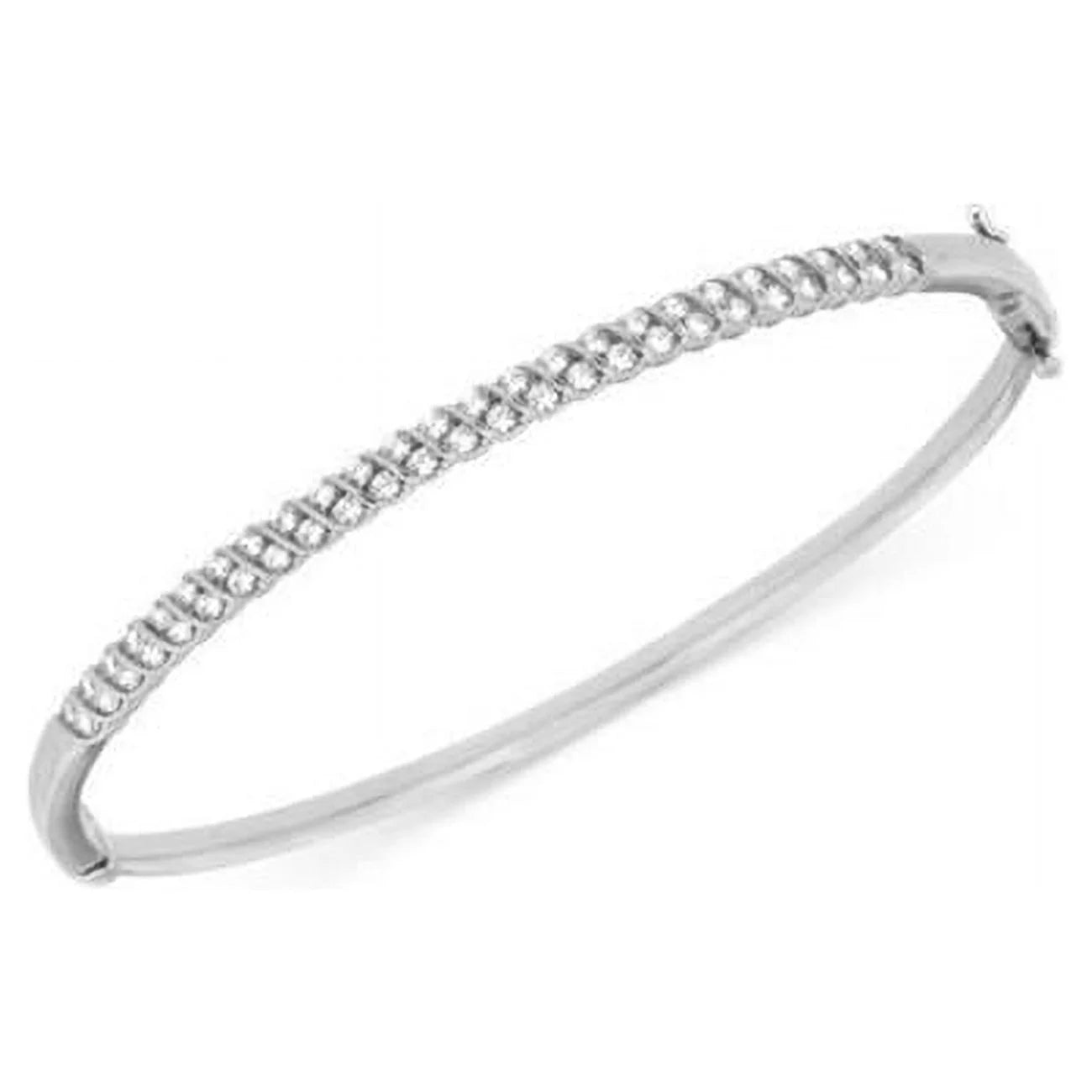 Enterprises 27107 2.50 CT 14K White Gold round Cut Diamonds Womens Bangle