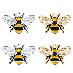 20pcs Enamel Bee Animal Pendant Alloy Charms For Women Bracelet Making Accessory Handmade DIY Findings 17*26mm