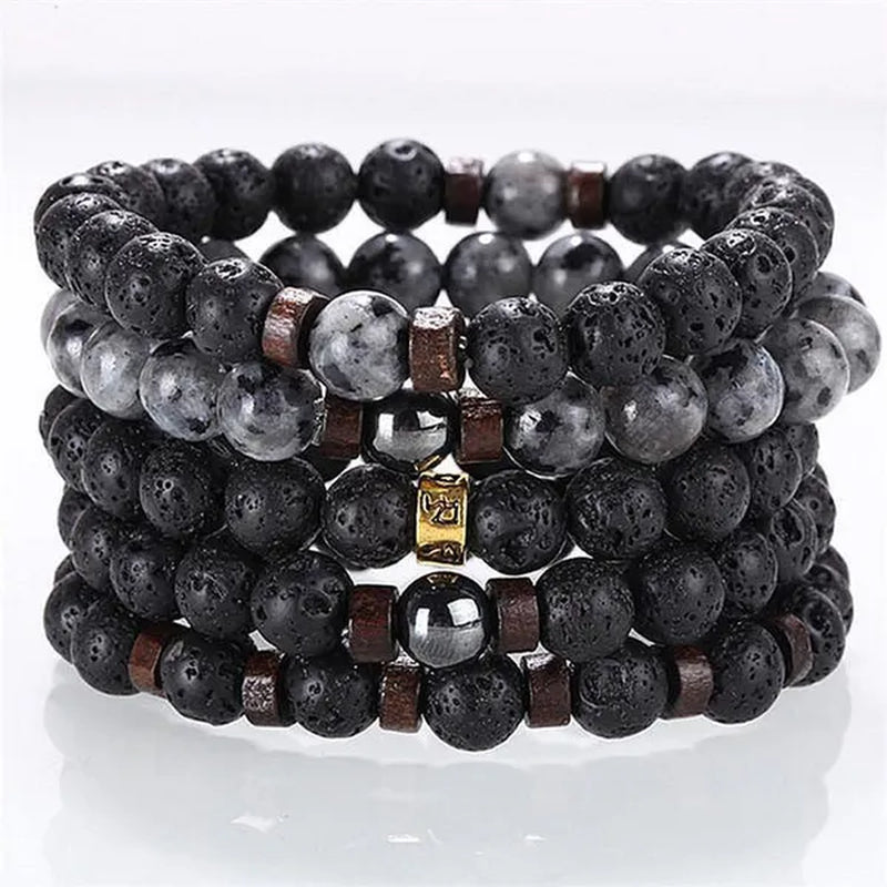 Luxury Fashion Men'S Creative Bead Bracelet Handwoven Adjustable Natural Stone Bead Bracelet Hip Hop Bracelet Men'S Jewelry Party Anniversary Gift Christmas Gift Jewelry - WORLD TIME VISITS