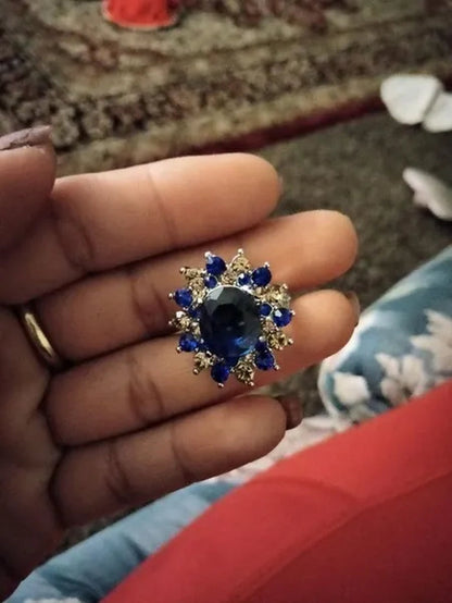 Women Vintage 925 Silver Plated Sapphire CZ Gemstone Ring Jewelry Size 6-10# - WORLD TIME VISITS