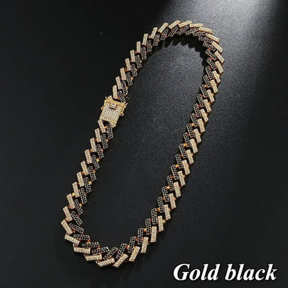 Iced Out Cuban Link Chain Necklace Chain Hip Hop Jewelry Choker Gold Silver Chain for Men Rapper Necklaces Bracelet 8-30 Inch