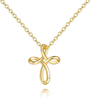 Cross Necklace for Women 14K Gold Cross Necklaces for Women Gold Crosses Chain Necklaces for Womens Distinctive Twisted Design Crosses Chain Pendant Necklace for Womens