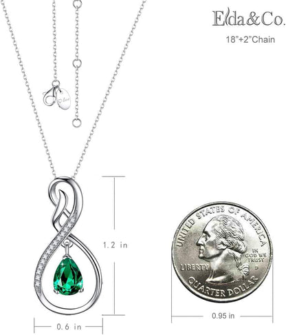 Birthday Gifts Wife Mom Forever Love Infinity Necklace for Women 925 Sterling Silver June July Birthstones Pearl Purple Alexandrite Ruby Jewelry Gifts for Her