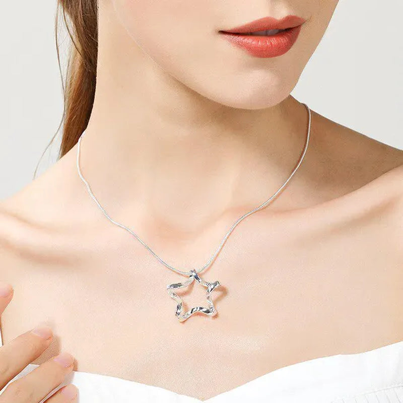 High Quality 925 Sterling Silver Starfish Pendant Necklace 16-30 Inch Snake Chain For Women Fashion Wedding Engagement Jewelry Gift