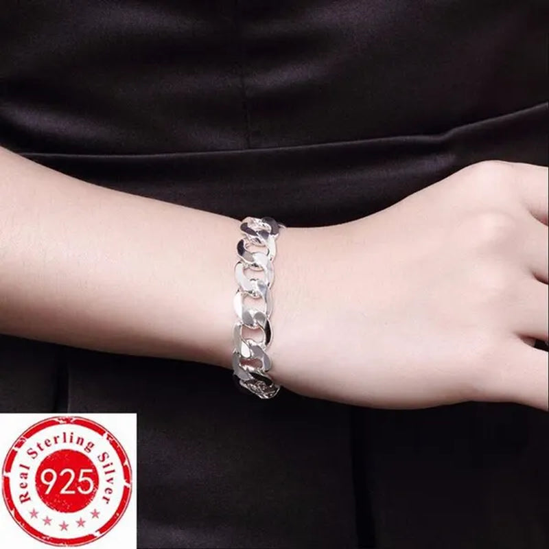 Wholesale High Quality 925 Sterling Silver Fashion Jewelry Set 925 Silver Curb Link Chain Bracelet & Necklace16-30 Inches for Women and Men
