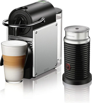Pixie Coffee and Espresso Machine by  with Milk Frother, Aluminum, 34 Ounces