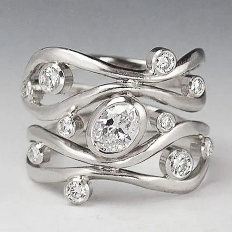Exquisite Rings Princess Engagement Party Jewelry Bride Wedding Ring Size 5 - 11