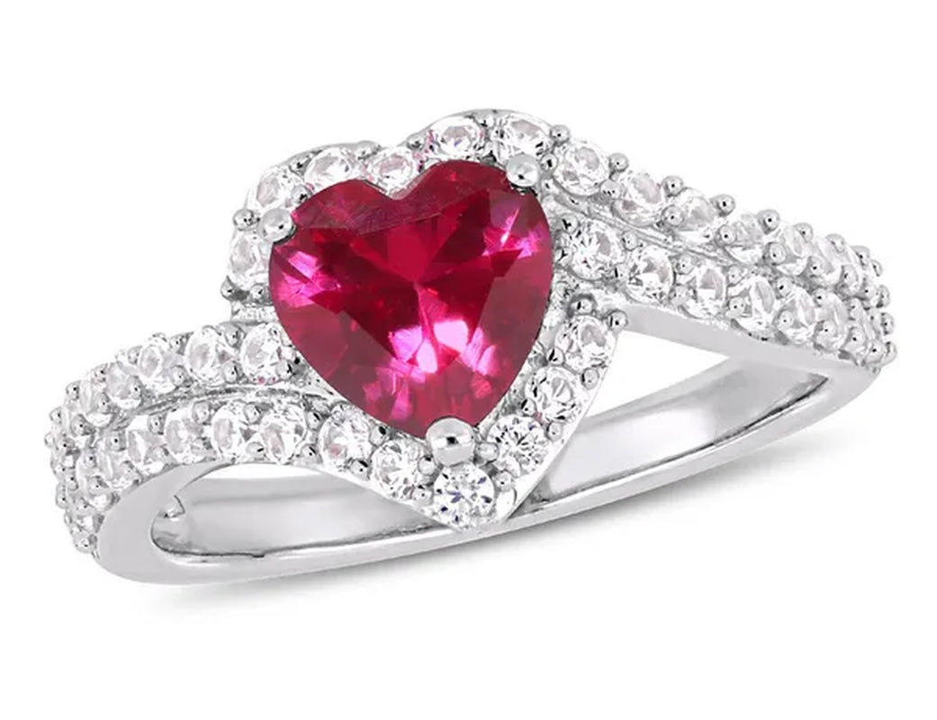 2.49 Carat (Ctw) Lab-Created Ruby and White Sapphire Ring in Sterling Silver