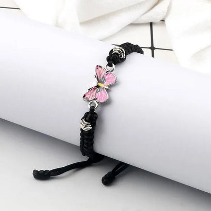2022 Hot Adjustable Braided String Bracelet for Women Grey Butterfly Pendant Handmade Charm Bangles Fashion Girl Jewelry