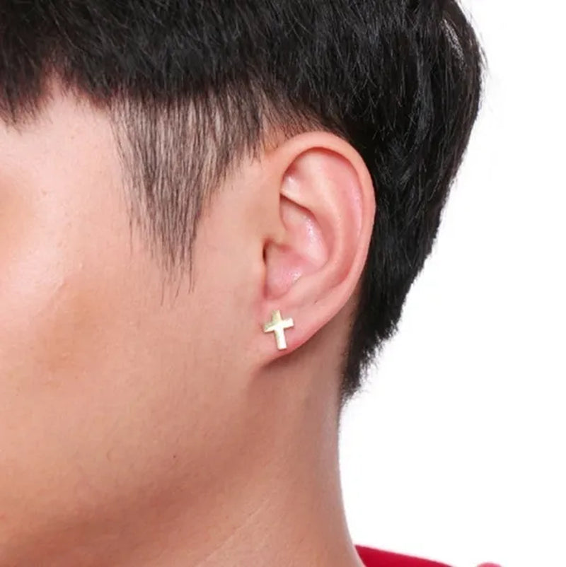 Delysia King Men'S Cross Stud Earrings - WORLD TIME VISITS