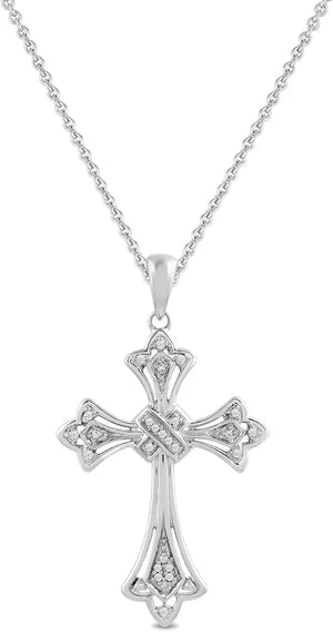 Sterling Silver Diamond Accent Cross Pendant Necklace, 18" (Previously Amazon Collection)