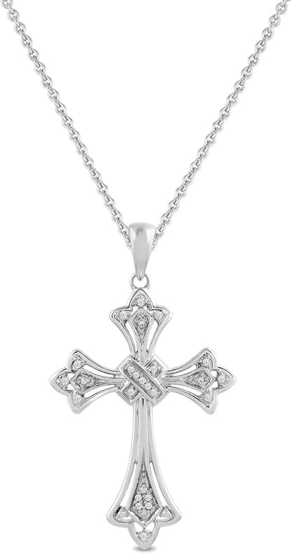 Sterling Silver Diamond Accent Cross Pendant Necklace, 18"