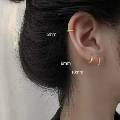 1 Pair Women/Men Stainless Steel Gold Silver Color Small Hoops Earring Piercing Ear Cartilage Tragus Simple Thin Circle Anti-allergic Ear Buckle Earring