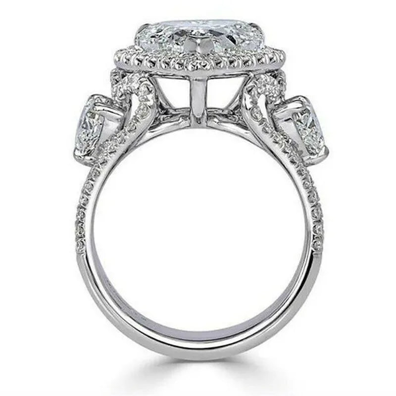 Elegant Beautiful Woman Fashion Exquisite 925 Sterling Silver Natural White Sapphire Gemstone Diamond Love Heart Ring Noble Princess Proposal Engagement Wedding Jewelry Anniversary Gift Birthday Party Accessories Christmas Gift Size US4-12 Bague Femme