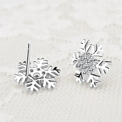 Junxin Elegant Natural Gemstone Full Diamond AAA CZ Snowflakes Stud Earrings Wedding Jewelry for Women