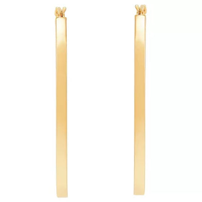 Polished Square Oval Tube Hoop Earrings in 14K Yellow Gold