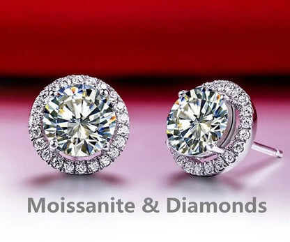 Brilliant Round Cut Halo Solitaire Moissanite & Simulated Diamond Solitaire Stud  Back Earrings  Engagement & Wedding Jewelry Ear Studs Bridal Gift Diamond Stud Earrings  Stud Earrings Stud Earrings for Women Jewelry