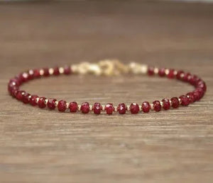 Ruby Bracelet Gold Filled Rose Gold or Sterling Silver Beads Bracelet