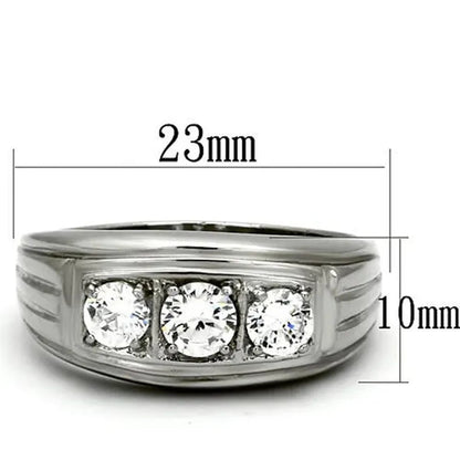 Men'S round Cut Simulated Diamond Silver Stainless Steel 316 Ring Sizes 8-13