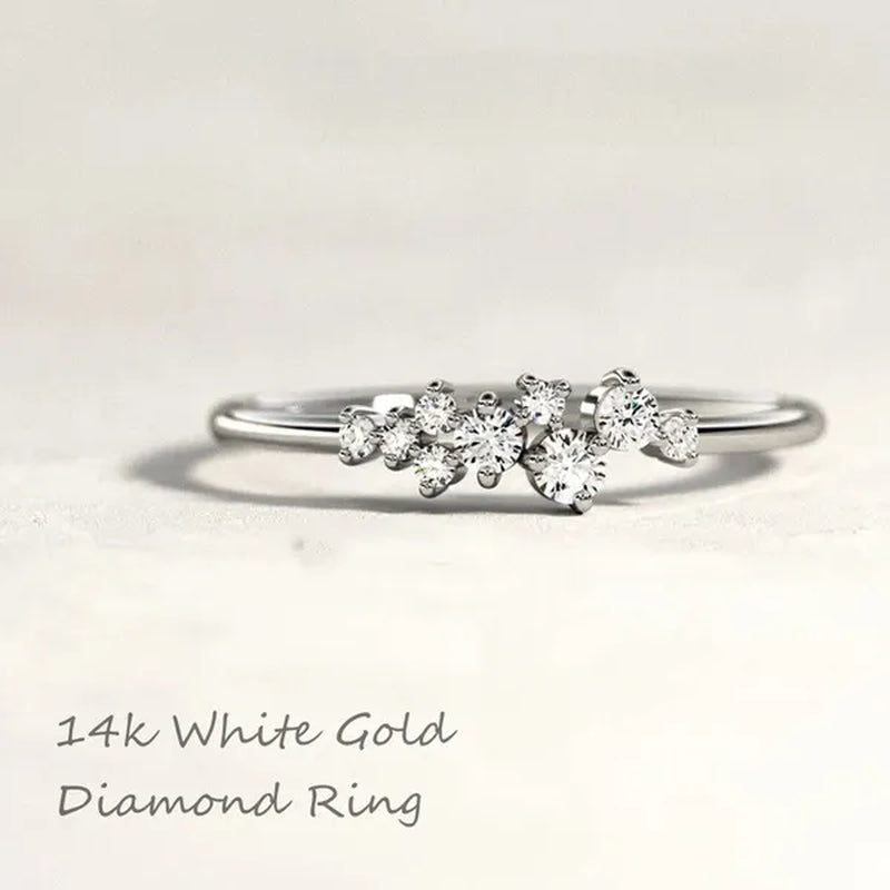 Minimalist Diamond Ring Women'S Fashion Diamond Cluster Ring Wedding and Engagement Moissanite Jewelry Cluster Stacking Ring Dainty Cluster Ring Stacking Ring