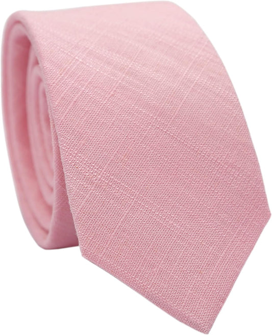 2.5 Inch Skinny Ties for Men, Solid Cotton Linen Neckties