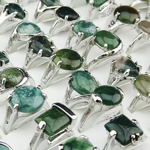 Guaranteed 10pcs 100% Natural Green Stones Tourmaline  Mix Style Fashion Rings for Womens Mens Wholesale jewelry Lots A002