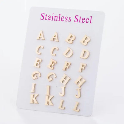 Fashion Stainless Steel Alphabet Stud Earring Lovely Tiny A-Z Letter Earrings Cute Simple Jewelry for Women Men Girls Gift