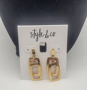 Style and Co Hammered Orbital Drop Earrings: Gold