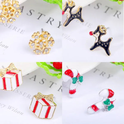 Christmas Jewelry with Diamond Snowflake Bell Christmas Earrings Christmas Tree Earrings Set Christmas Earrings Deer Stud Earrings