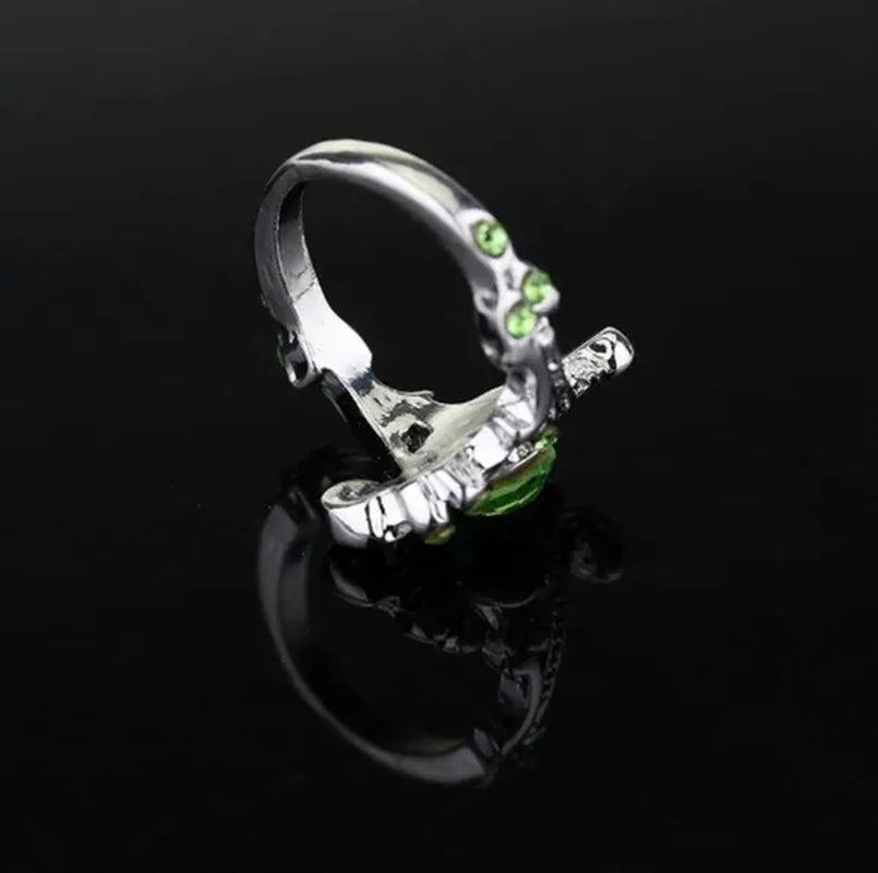 New Hogwarts Slytherin Ring Classic Magic School Charm Green Crystal Tsavorite Wedding Rings 925 Sterling Silver Engagement Rings