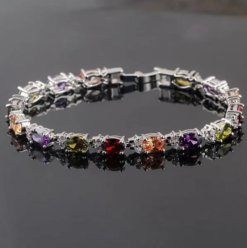 Gem Stone King 925 Sterling Silver Gorgeous Oval and Round Sparkling Cubic Zirconia CZ Tennis Bracelet Jewelry Gift