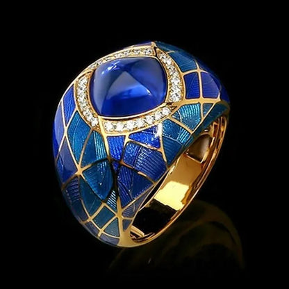 Fashion 925 Sterling Silver 18K Gold Sapphire Ruby Diamond Ring Anniversary Gift Engagement Bridal Wedding Rings Jewelry