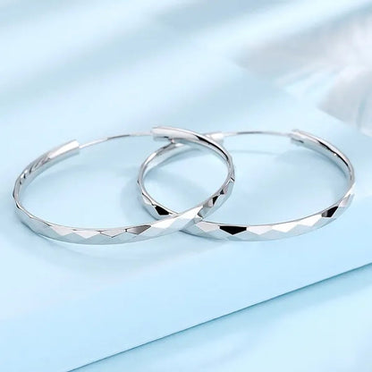 New 925 Sterling Silver Large Circle Hoop Earrings for Women Fashion Party Wedding Jewelry Gifts