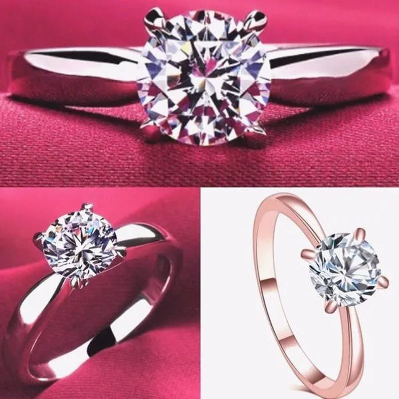 14K White Gold Rings for Women 2.0Ct round Cut Zirconia Diamond Solitaire Ring Wedding Band Engagement Bridal - WORLD TIME VISITS