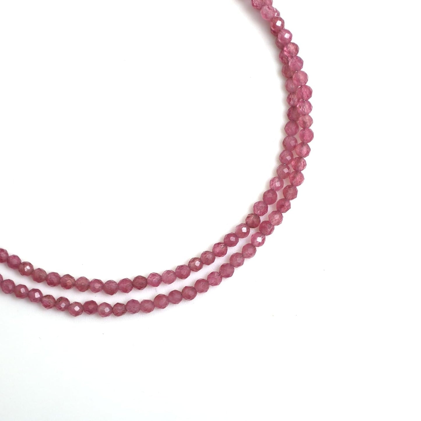 Gempires Pink Tourmaline Beaded Necklace Pink Crystal Gemstone Jewelry Hypoallergenic 18 Inch Silver Plated Handmade October Birthstone Necklace for Women