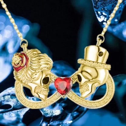 Exquisite and Creative Women's Infinite Necklace Diamond Necklace Skull Necklace Couple Necklace Ruby Pendant Skull Jewelry Accessories Fashion Women's Valentine's Day Anniversary Gift