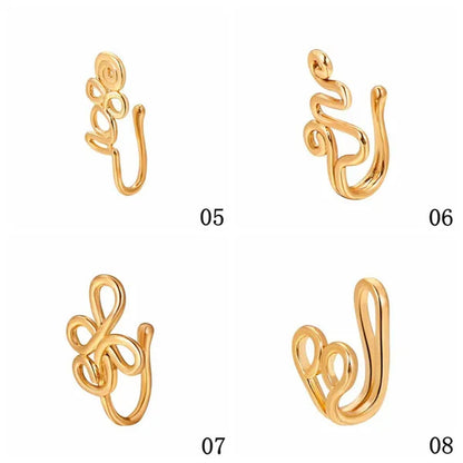 1 PC Crystal Diamond Zircon Star Heart Moon Fake Piercing Nose Ring Copper Spiral Non Piercing Clip on Nose Ring Ear Clips Cuff Fashion Body Jewelry - WORLD TIME VISITS