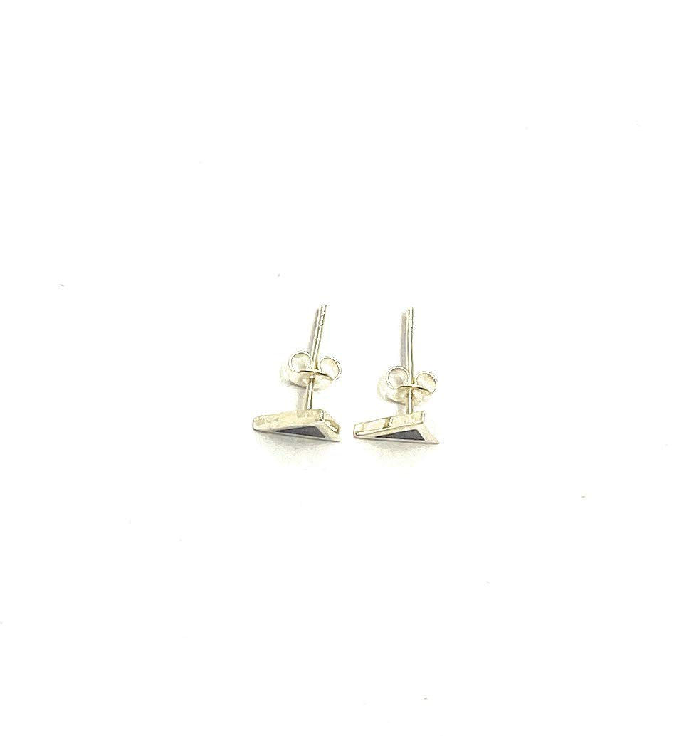 Triangle Lapis Lazuli Mosaic Micro Mosaic Sterling Silver Stud Earrings, Semi Precious Gemstone by Hstudio