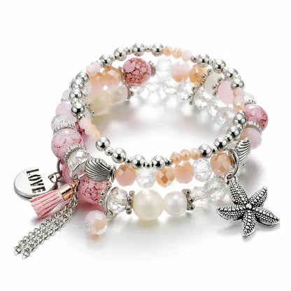 RAVIMOUR 3pcs Set Crystal Bracelets for Women Vintage Star Love Bracelet Female Jewelry Tassel Stone Charms Wristband Gift 2018