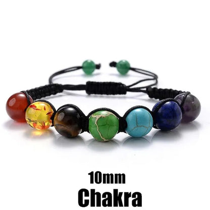 2022 New Fashion Classic 7 Chakra Beads Bracelet Natural Stone Black Rope Braided Yoga Reiki Healing Balance Bracelets Bangles Couple Bead Bracelet Meditation Gift Jewelry