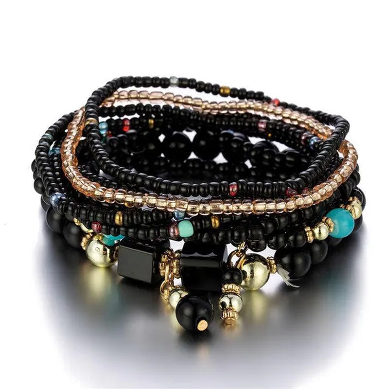 Bohemian Bracelet Sets for Women - Stackable Stretch Bracelets Multi-Color Boho Jewelry for Women Hippie Bracelets Dainty Jewelry Best Friend Gift