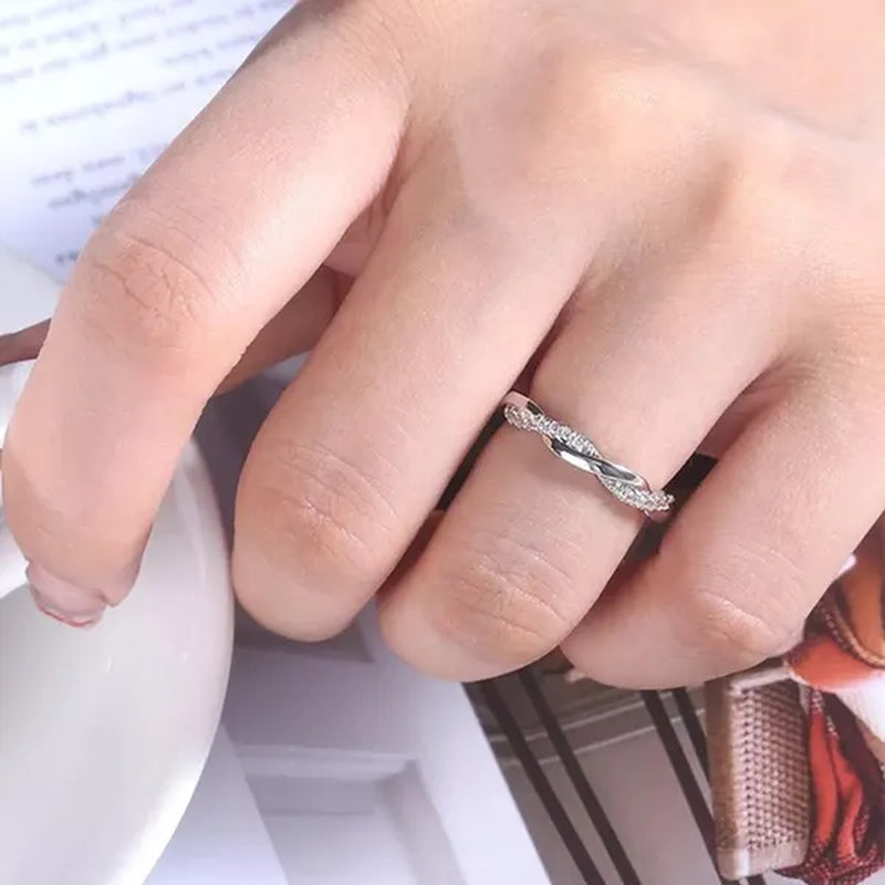 Diamond Ring Engagement Ring  Diamond Anniversary Twined Vine Simple Infinity Eternity Ring Bridal Women Promise Ring Anniversary Gold Wedding Bands Size 4-10 - WORLD TIME VISITS