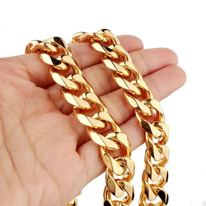 Charm Mens Stainless Steel Bracelet Necklace Silver/Gold Curb Cuban Link Chain 8"-40"