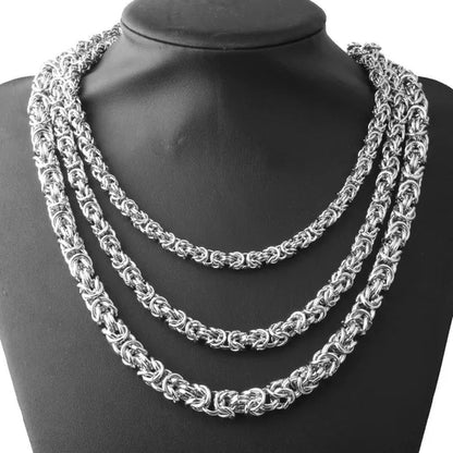 6/8/11mm Men Chain Silver Byzantine Stainless Steel Curb Chain Cuban Necklace 16"-40" Bracelet 7"-11"
