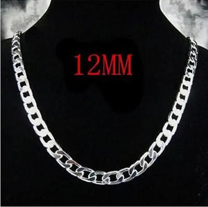 Wholesale! Prefect!Hot New High quality 925 Sterling Silver Fashion Jewelry 12MM Men's 925 solid silver Curb Chain Necklace 16-30 inch