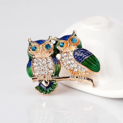 Cute Owl Brooch Jewelry Fashion Alloy Studded Drop Oil Brooch Pin Animal Brooch
