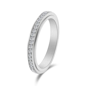 3mm Wide Titanium Steel Exquisite Thin Spinner Ring Inlay Single Row Rhinestones for Women Men Luxury Fashion Fine Stackable CZ Rings Engagement & Wedding Band Silver / Black / Gold / Multicolor / Rose Gold US Size 5-12